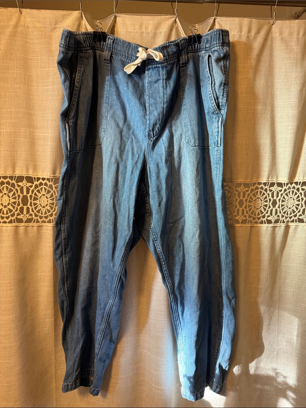 GAP Light Blue Denim Drawstring Jogger Jeans